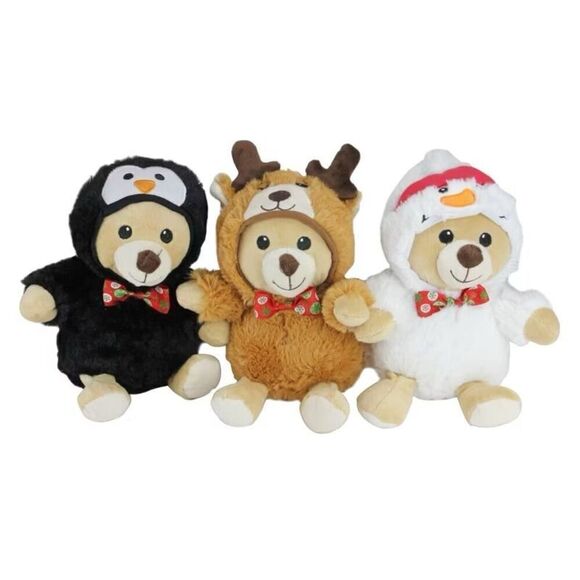 Northlight Teddy Bear Stuffed Animal Figures in Christmas Costumes 8" Set of 3 - Picture 1 of 4